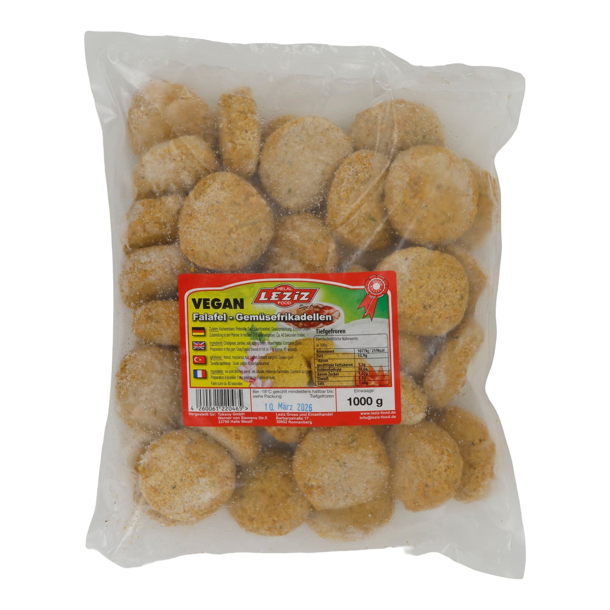 Frikadellen Leziz | Falafel Gemüsefrikadellen | Vegan, orientalisch gewürzt | 1000 g LEZIZ